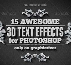 15个不同效果的3D文本模板：15 Various 3D Text Effects - Pack